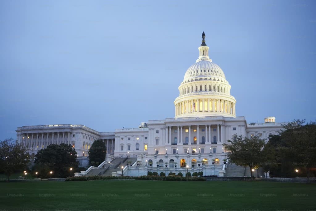 United States Capitol building in Washington, D.C. at dusk